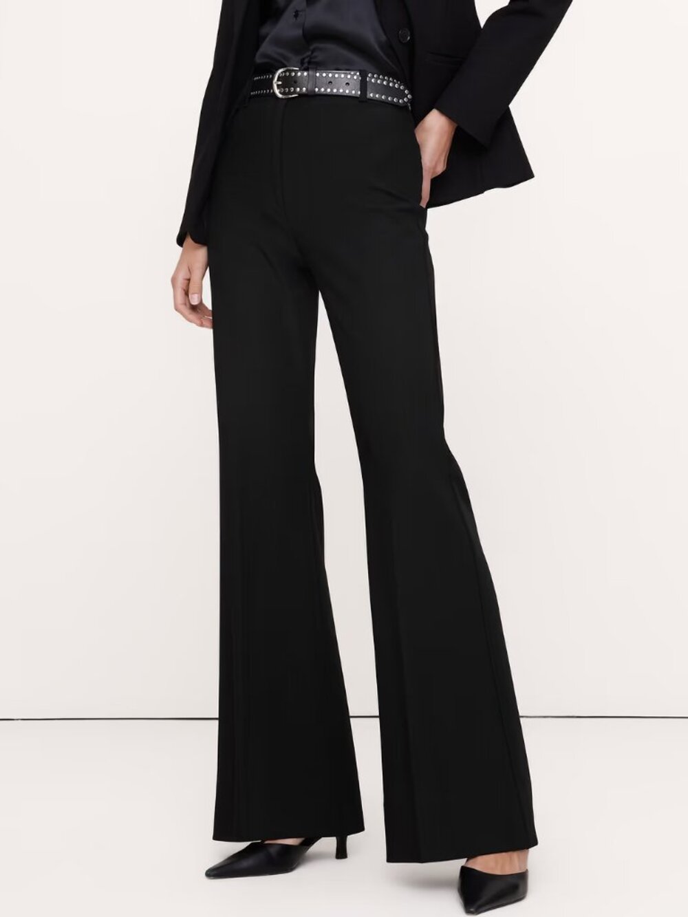 NEW Banana Republic Black High-Rise Modern Flare City Stretch Pant 4R